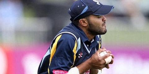 Azeem Rafiq of Yorkshire takes a catch on October 22, 2012 during a Champions League T20 (CLT20) match against Chennai Super Kings at the Kingsmead stadium in Durban. (File Photo | AFP)