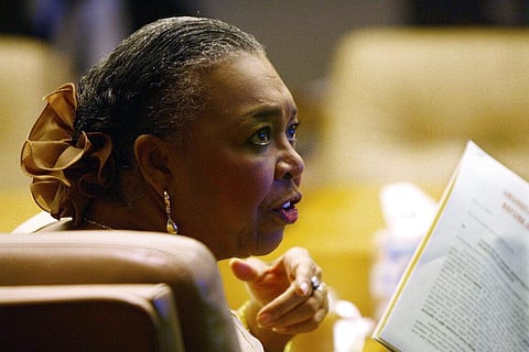 Barbara Rose-Collins prepares as the Detroit City Council meets after crafting a two-track path to ousting Mayor Kwame Kilpatrick in Detroit (Photo | AP)