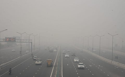 Low visibility due to smog after Diwali celebrations, in New Delhi. (Photo | Parveen Negi, EPS)