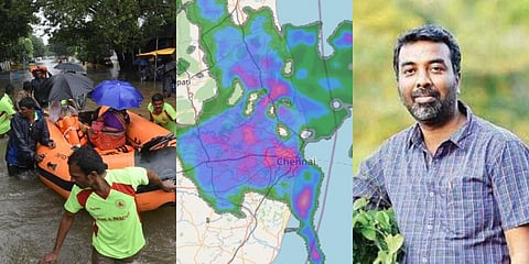 Pradeep John aka Tamil Nadu Weatherman has labeled the heavy showers as the heaviest rains in Chennai since 2015. (Photo | Facebook and EPS)