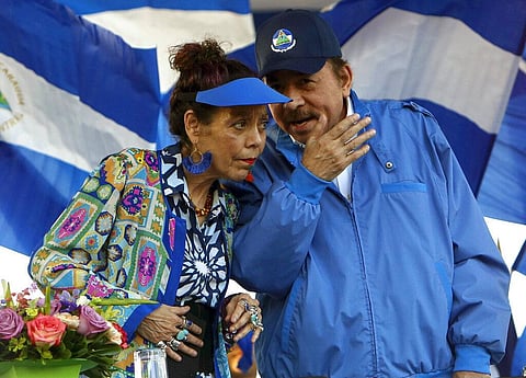 Nicaragua's President Daniel Ortega and his wife and Vice President Rosario Murillo. (File Photo | AP)