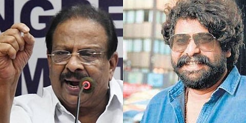 Kerala Congress president K Sudhakaran (L) and actor Joju George (R)