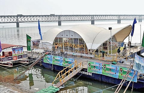 A restaurant at Padmavati Ghat in Rajamahendravaram ahead of its launch | express