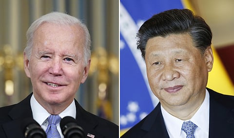 This combination image shows U.S. President Joe Biden in Washington, Nov. 6, 2021, and China's President Xi Jinping in BrasĂlia, Brazil, Nov. 13, 2019. (File photo | AP)