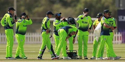 Ireland T20 squad during a game. (Photo @cricketireland)