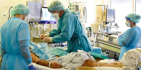 In the COVID-19 ward, an area of the Operative Intensive Care Unit at Leipzig University Hospital, doctors and nurses care for patients in Leipzig, Germany. (Photo | AP)