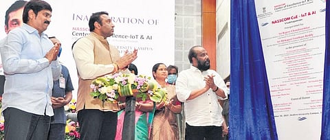 Minister Mekapati Gowtham Reddy at the launch of CoE at AU on Tuesday | EXPRESS