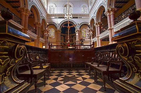 Inside Calcutta's Magen David synagogue. (Photo | Wikimedia Commons)