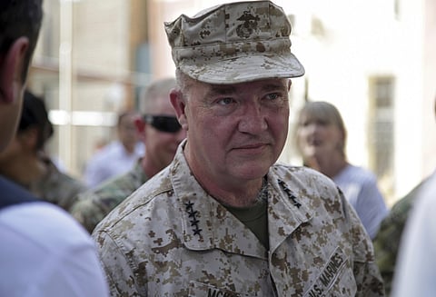 Marine Gen. Frank McKenzie, the head of U.S. Central Command, attends at a ceremony where Gen. Scott Miller, who has served as America's top commander in Afghanistan since 2018. (File photo | AP)