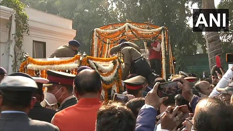 Funeral procession of CDS Gen Bipin Rawat in Delhi. (Photo | Twitter/ANI)