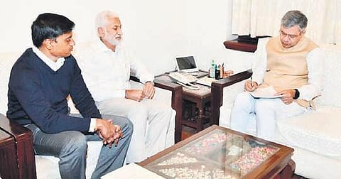 MPs Vijaysai Reddy and Mithun Reddy with Railway Minister Ashwini Vaishnaw