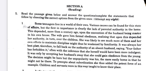A grab of the controversial passage in the English paper in CBSE Class X exam. (Photo | Express )
