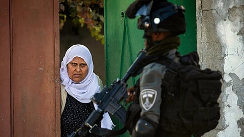 Israeli security forces stand guard in the village al-Lubban al-Sharqiya, near the West Bank city of Nablus, on November 28, 2021. (Photo | AP)