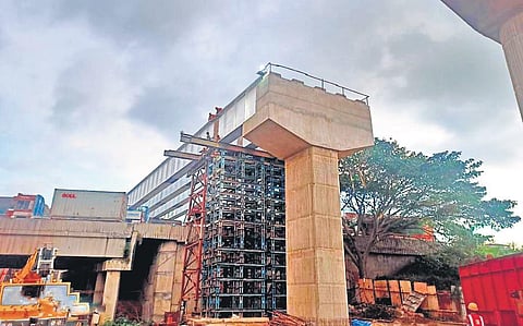 Infrastructure work under way on the RV Road-Bommasandra line (Reach-5) in Bengaluru