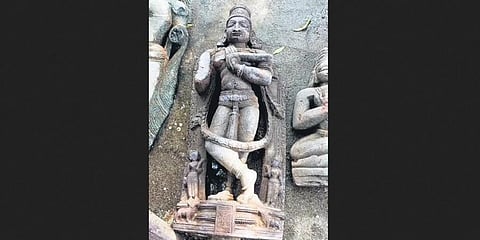 Sculptures from 17th century carved out of soapstone unearthed in a temple at Munagala of Suryapet district