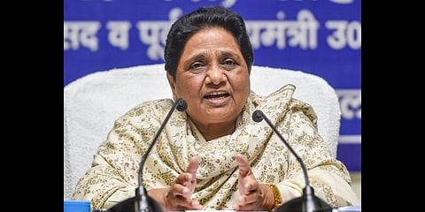 Bahujan Samaj Party (BSP) president Mayawati addresses a press conference (File Photo | PTI)