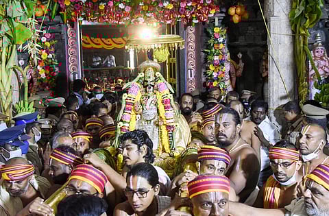 Procession at Srirangam temple for Vaikunta Ekadasi. (Photo | Express)