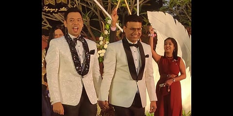 Abhay Dange and Supriyo Chakraborty during their wedding in Hyderabad on Saturday (Photo | EPS)