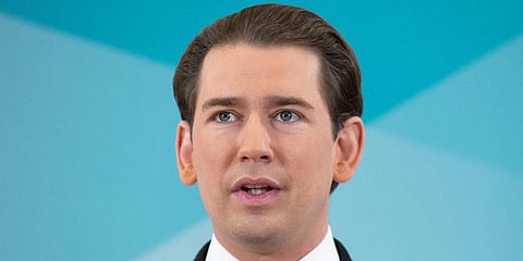 Former Austrian Chancellor Sebastian Kurz announces that he is quitting politics, two months after stepping down as leader amid corruption allegations, during a news conference in Vienna. (Photo | AP)