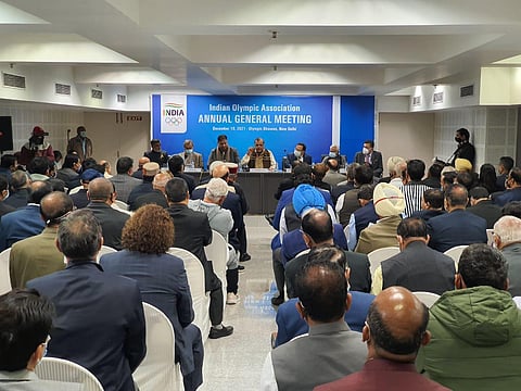 Annual general meeting of the Indian Olympic Association (Photo | Twitter/@achyuta_samanta)