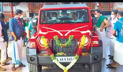 The Mahindra Thar that the Guruvayur Sree Krishna temple put on auction. (File photo | Express)
