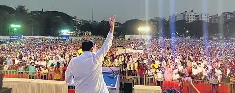 FILE - AAP leader Arvind Kejriwal addresses a meeting in Goa.