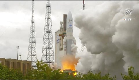 NASA, Arianespace's Ariane 5 rocket with NASA's James Webb Space Telescope onboard, lifts off. (Photo | AP)