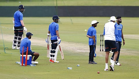 Indian cricketers during a practice session ahead of their first Test. (Photo | AP)