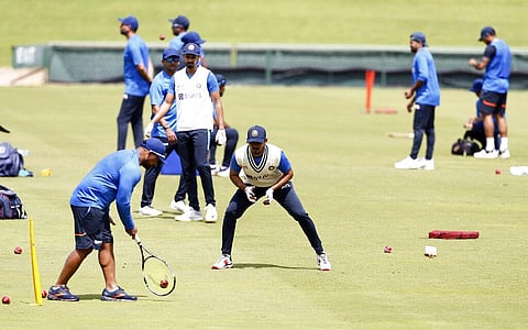 National Indian cricketers during a practice session ahead of their first test against South Africa, in Centurion, Pretoria, South Africa. (Photo | AP))
