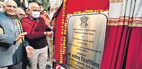 Deputy CM Manish Sisodia at the veterinary hospital site in Patparjanj. (Photo | Express)