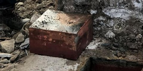 A shoebox-sized container which was found last week in Washington DC, in the granite pedestal of a statue erected in 1890 of General Robert E. Lee. (Photo | AFP)