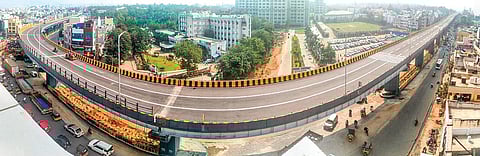 A view of the APJ Abdul Kalam flyover that was inaugurated on Tuesday, Dec 28, 2021. (Photo | EPS, Vinay Madapu)