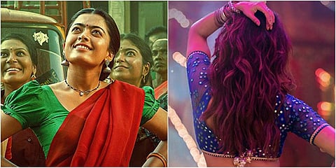 Rashmika (L) and Samantha in stills from 'Pushpa: The Rise'. (Photo| IMDb)