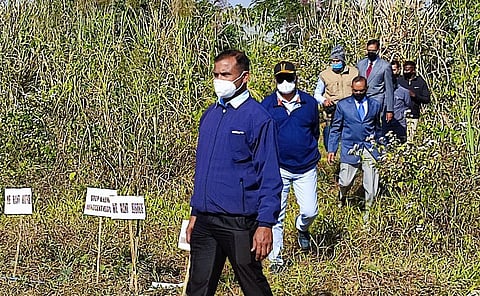 Army team probing the incident visits the ambush site on Wednesday. (Photo | EPS)