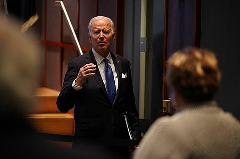 US President Joe Biden answers a question about the government shutdown, Bethesda, Maryland, Dec 2, 2021. (Photo | AFP)