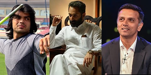 Neeraj Chopra,Fahadh Faasil and Rahul Dravid.