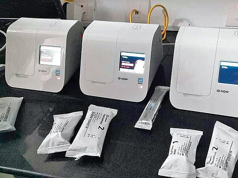 50 new Abbott ID machines for express RT-PCR have arrived at the Kempegowda International Airport on Friday | express