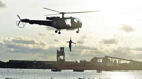 A scene from the operational demonstrations performed by the SNC in Kochi on Saturday | Albin Mathew