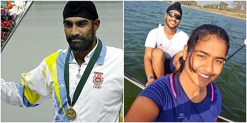 Inderpal Singh (L), his son Parminder Singh and daughter Avinash Kaur (Photo| EPS)
