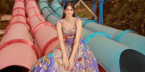 A model with Aisha Rao's bridal wear