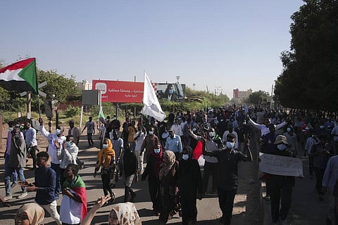 People protests against the October military coup and subsequent deal that reinstated Prime Minister Hamdok in Khartoum, Sudan. (Photo | AP)