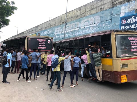 As the bus was crowded, Ilamparithi, along with some other students, stood on the footboard of the bus, police said.