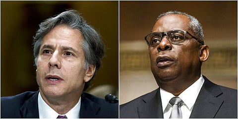 US Secretary of State Antony Blinken (L) and Defence Secretary Lloyd Austin (File photo| AP)