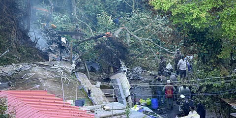 An IAF Mi-17V5 helicopter, with CDS Gen Bipin Rawat on board, met with an accident near Coonoor. (Photo| U Rakesh Kumar, EPS)