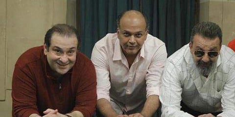 Rajiv Kapoor (L) with Ashutosh Gowariker and Sanjay Dutt (Photo| Cinema Express)
