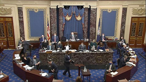 House impeachment manager Rep. Joe Neguse, D-Colo., prepares to speak during the second impeachment trial of former President Donald Trump in the Senate at the U.S. Capitol in Washington. (Photo | AP)