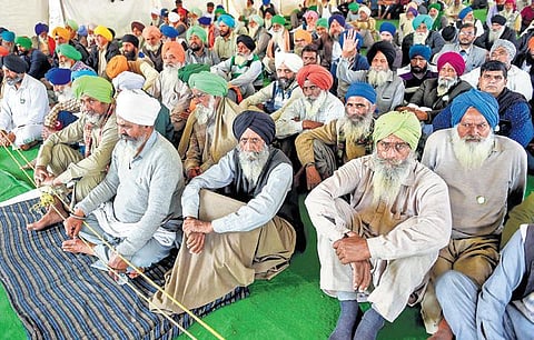 Farmers at Singhu border during their protest against farm laws | PTI