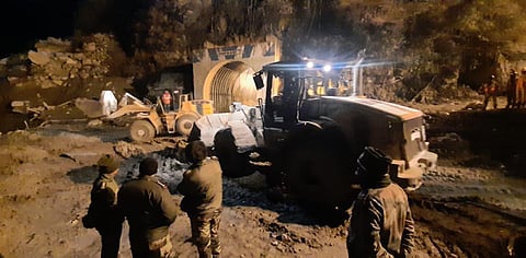 Rescue work going on near Tunnel at Tapovan Joshimath in Uttrakhand. (Photo | Shekhar Yadav, EPS)