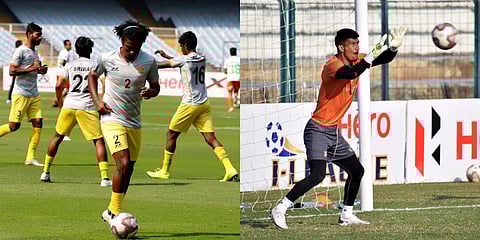 Chennai City FC (L) and Punjab FC in a practice session. (Photo| Twitter)
