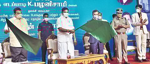 CM Edappadi K Palaniswami and Union Road Transport and Highways Minister Nitin Gadkari launching various road safety projects in Chennai on Tuesday | p jawahar